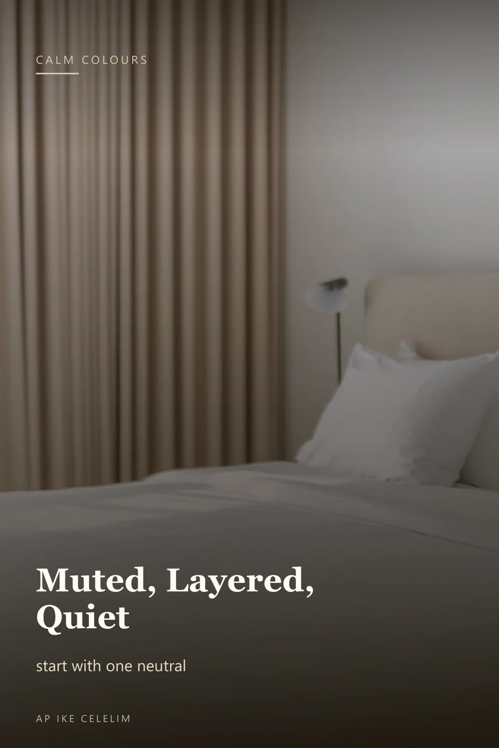 A muted neutral bedroom palette with soft layered textiles