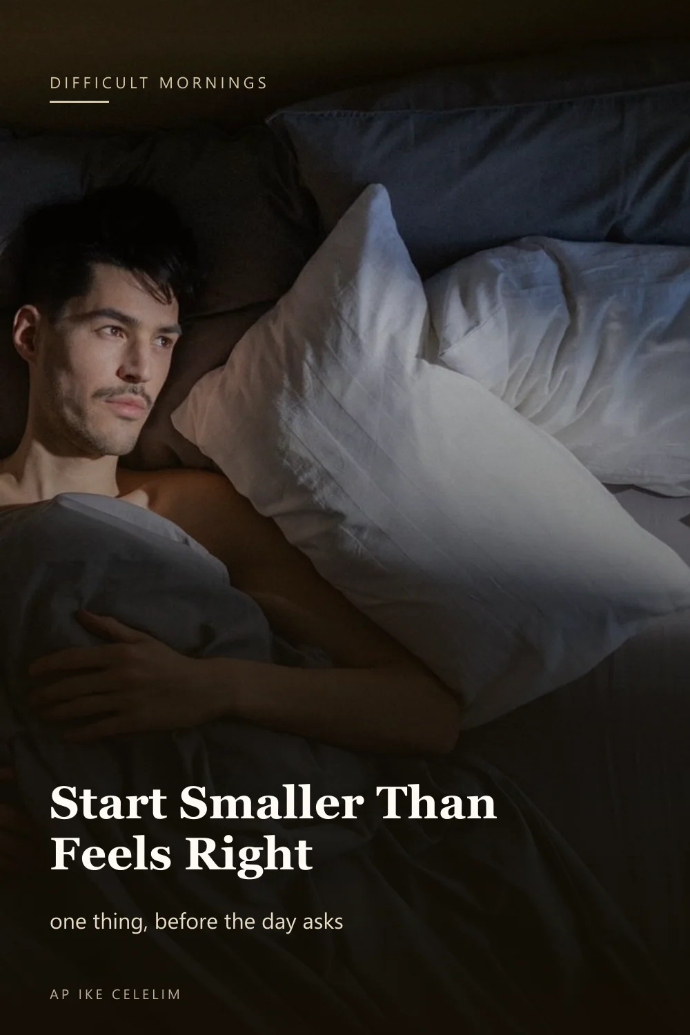 A man lying in bed with morning sunlight through the window