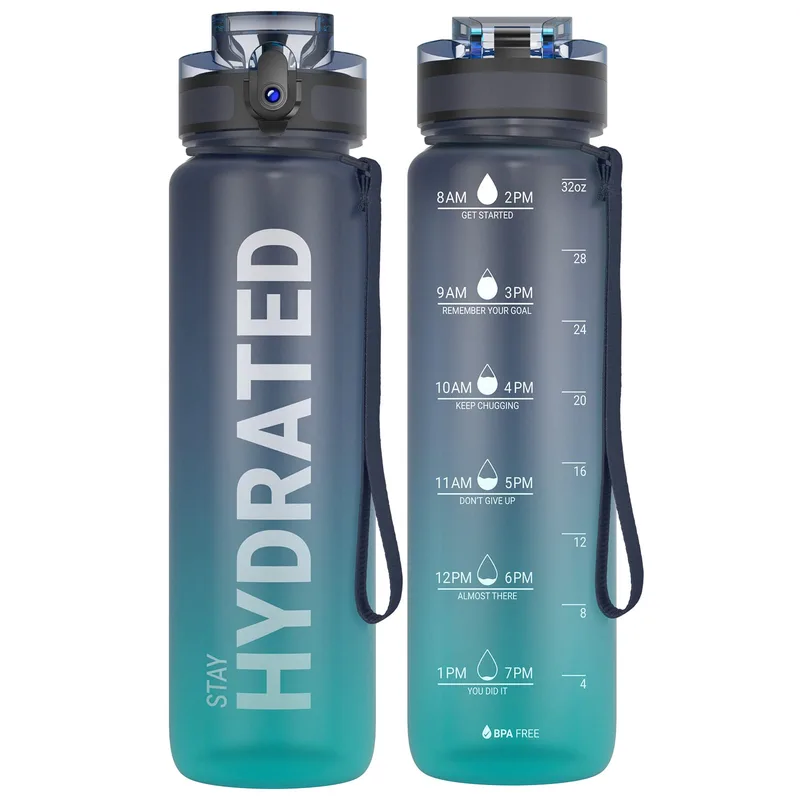 Glass water bottle with time markers — suggested tool